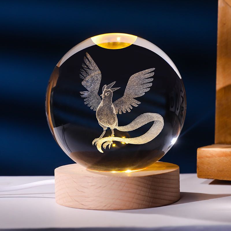 Anime Character Glowing Crystal Light Spheres With Wood Base (USB)