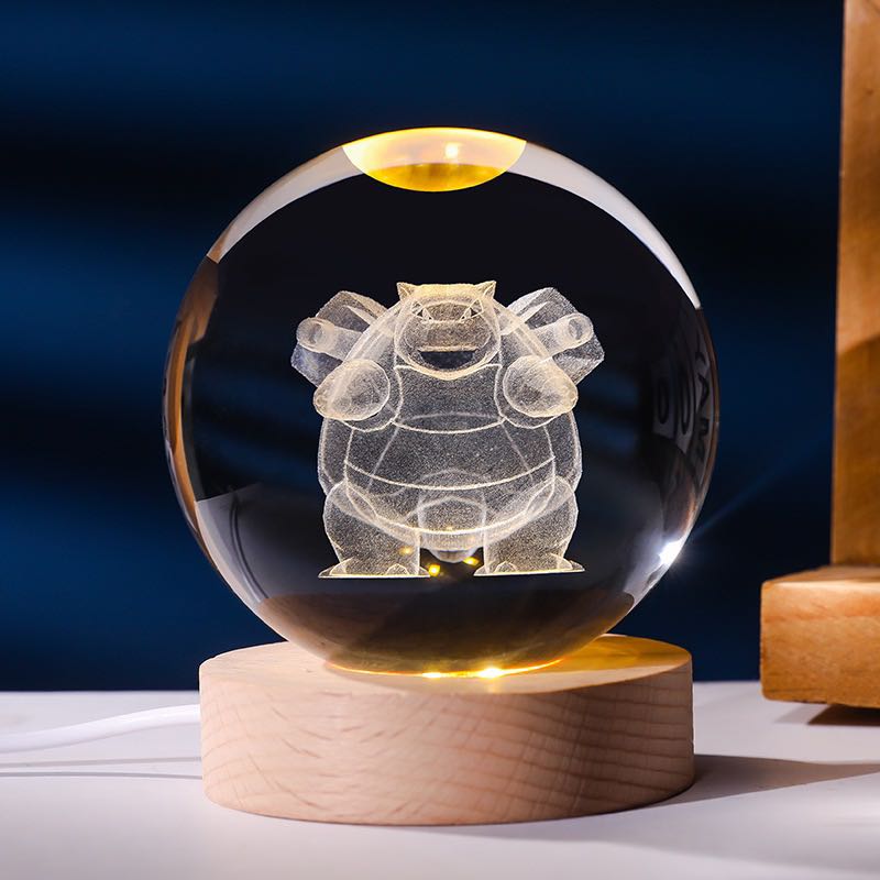 Anime Character Glowing Crystal Light Spheres With Wood Base (USB)