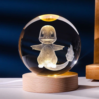 Anime Character Glowing Crystal Light Spheres With Wood Base (USB)