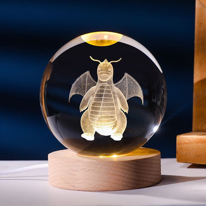 Anime Character Glowing Crystal Light Spheres With Wood Base (USB)