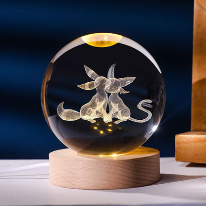Anime Character Glowing Crystal Light Spheres With Wood Base (USB)
