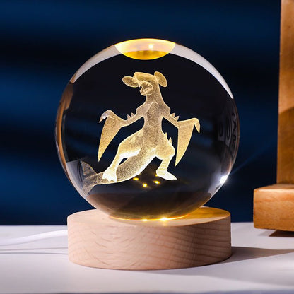 Anime Character Glowing Crystal Light Spheres With Wood Base (USB)