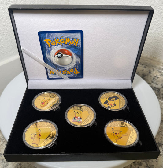 5pc. Collectible Pikachu Gold Coin Set