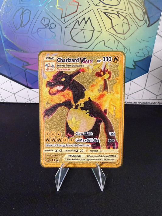Charizard VMAX Pokemon Premium Gold Metal Card Collectible Gift Display
