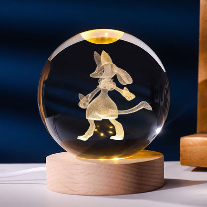 Anime Character Glowing Crystal Light Spheres With Wood Base (USB)