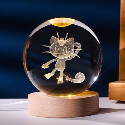 Anime Character Glowing Crystal Light Spheres With Wood Base (USB)