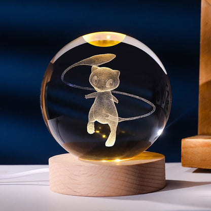 Anime Character Glowing Crystal Light Spheres With Wood Base (USB)