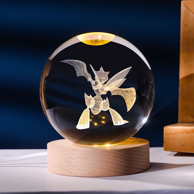 Anime Character Glowing Crystal Light Spheres With Wood Base (USB)